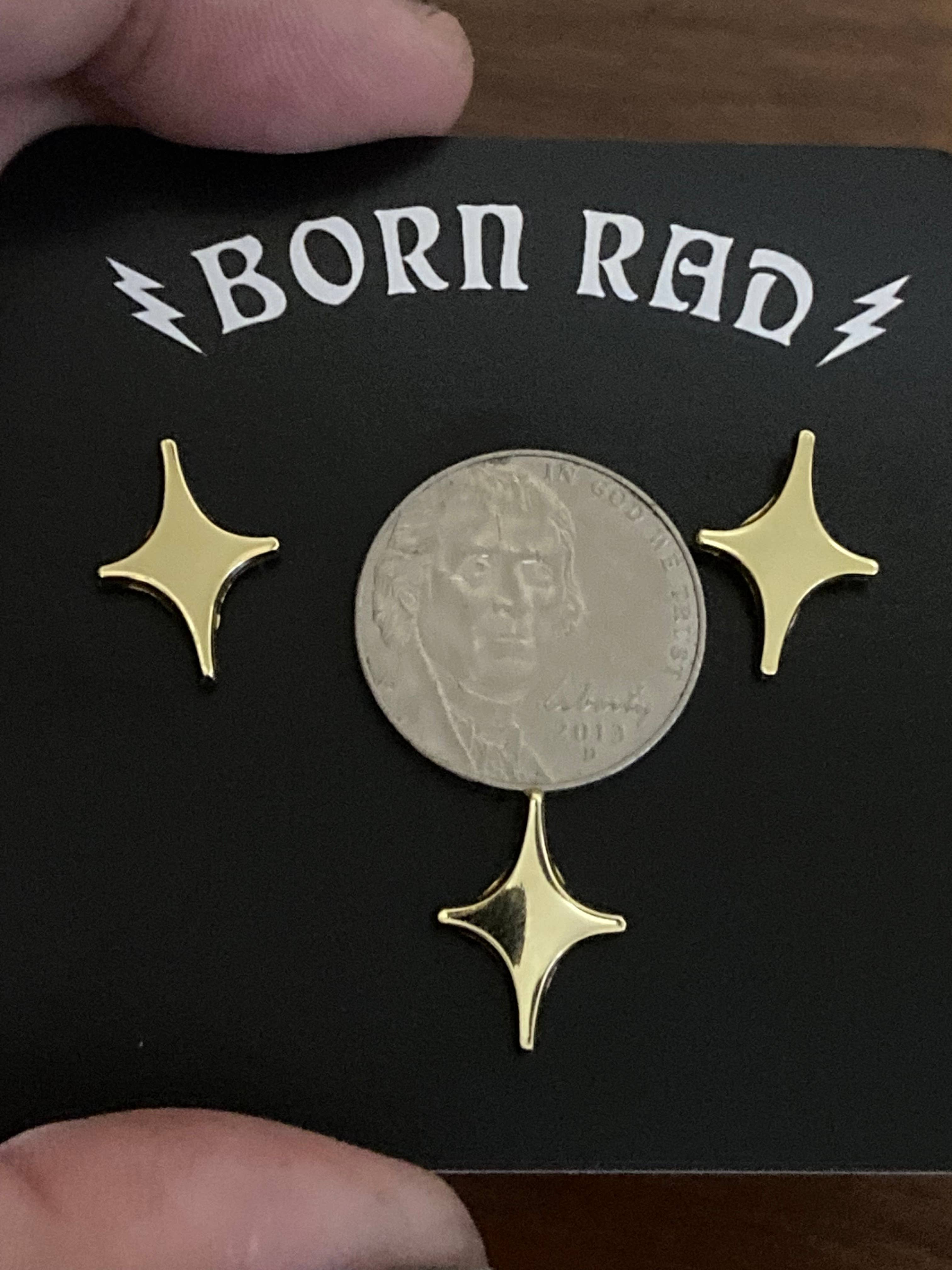 Born Rad Shop - Wholesale Lapel Pin/Button - Gold Sparkle Pin Set Of 3 Pins Small Retro Midcentury Look1