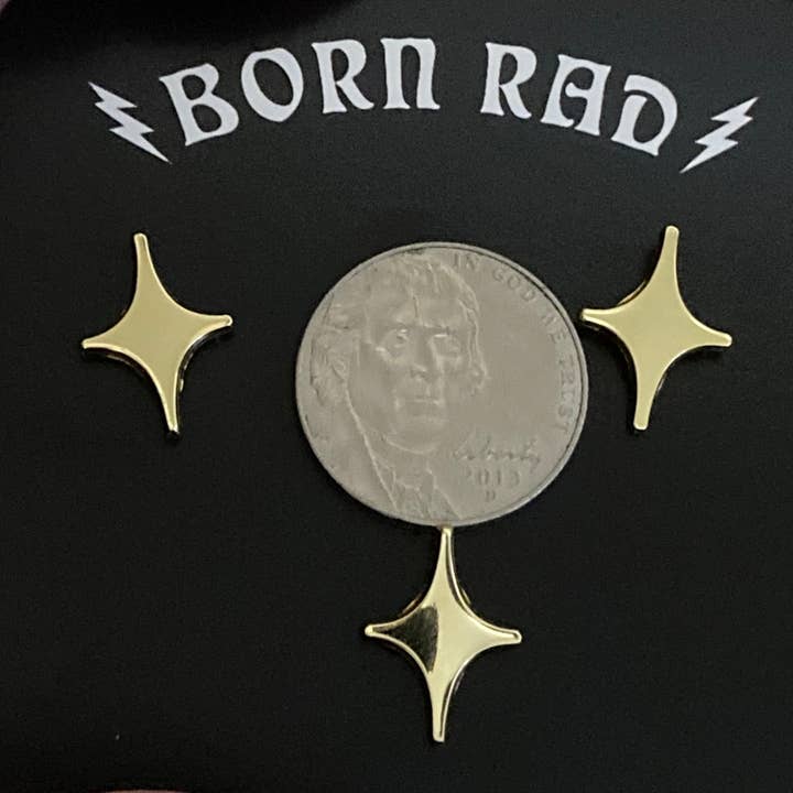Born Rad Shop - Wholesale Lapel Pin/Button - Gold Sparkle Pin Set Of 3 Pins Small Retro Midcentury Look1