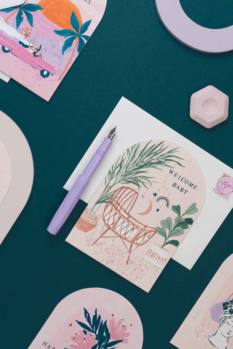 Sister Paper Co. - Vente Cartes bébé - Carte de naissance unisexe avec berceau en bambou illustré5