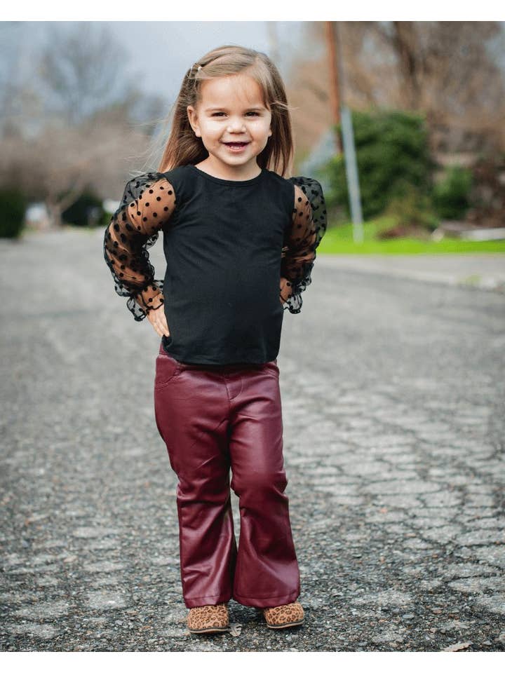Bailey's Blossoms - Wholesale Mommy & Me Sets - Mommy & Me Destinee Sheer Dot Sleeve Top & Leotard - Black