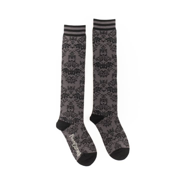 FootClothes LLC - Wholesale Socks - Women's - Bat Damask Knee High Socks1