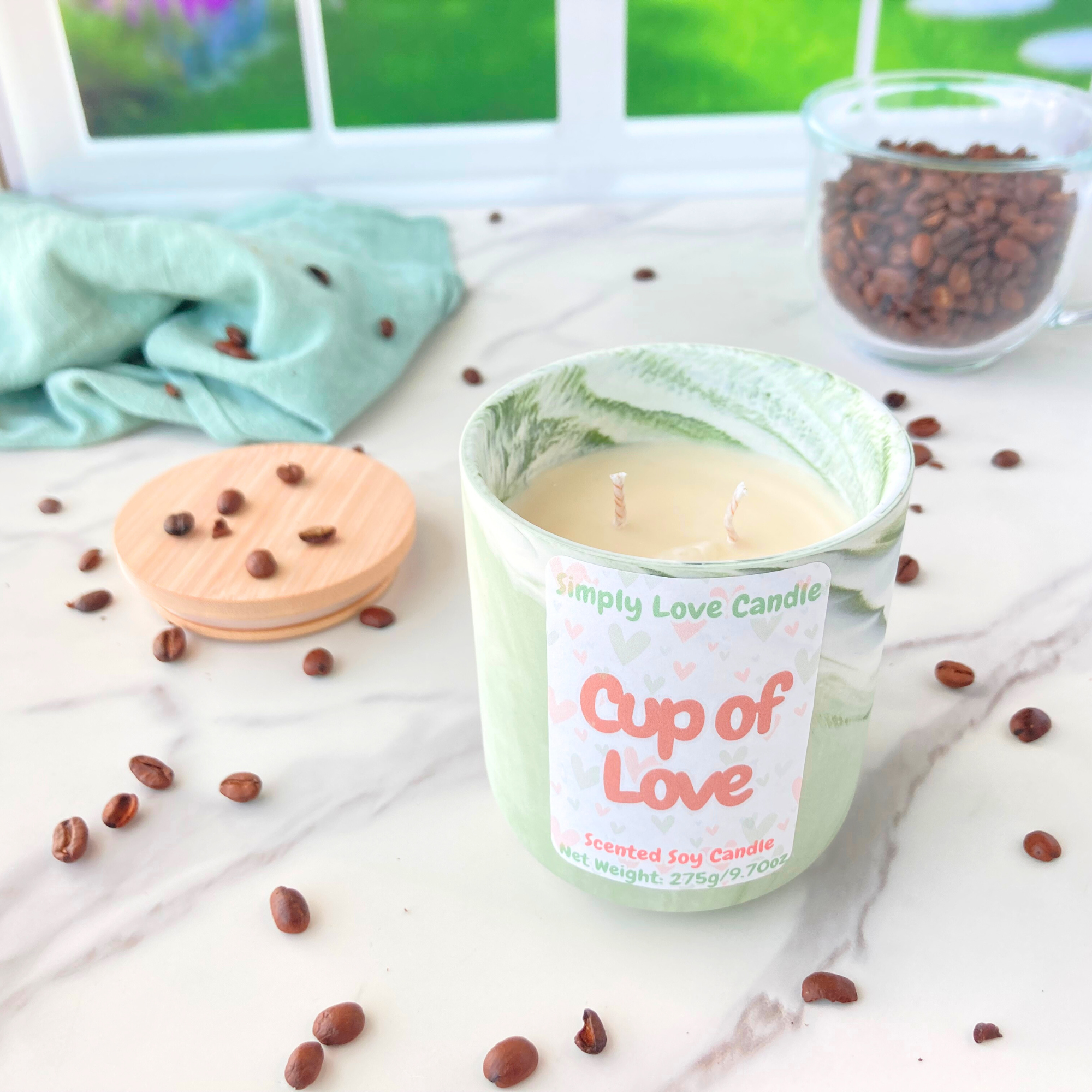 Simply Love Candle - Wholesale Jar/Filled Candle - Coffee Scented 10 oz Soy Ceramic Candle 1