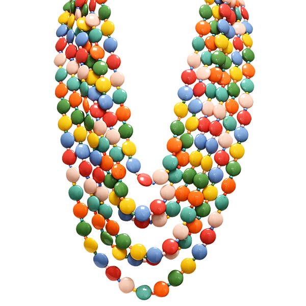 AMORINO SRL - Wholesale Beaded/pearl necklace - MULTISTRAND NECKLACE WITH FLAT RESIN BEADS - FT24144A4781