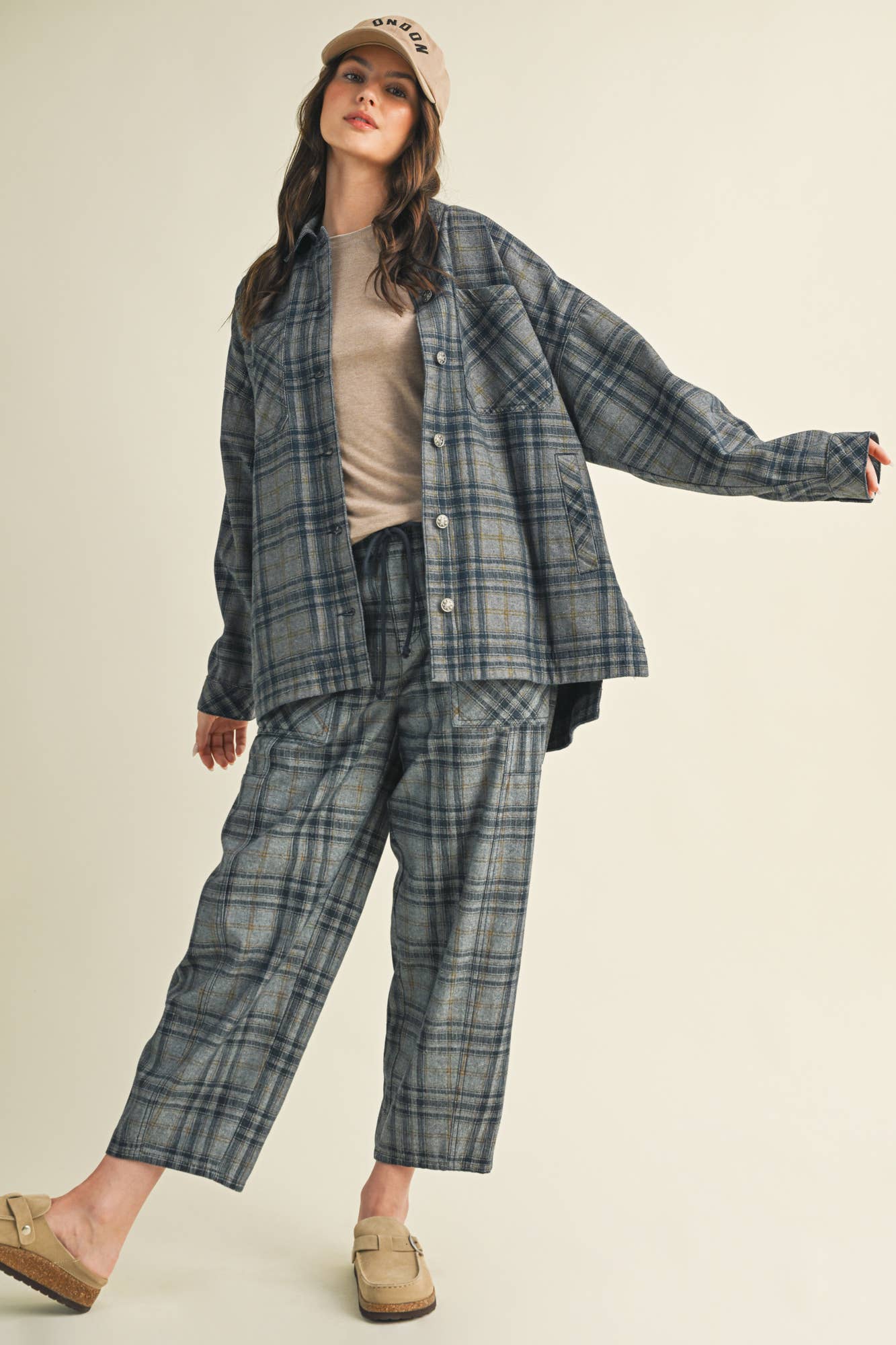 WASHED DENIM PLAID SHIRT SHACKET for wholesale on Faire8