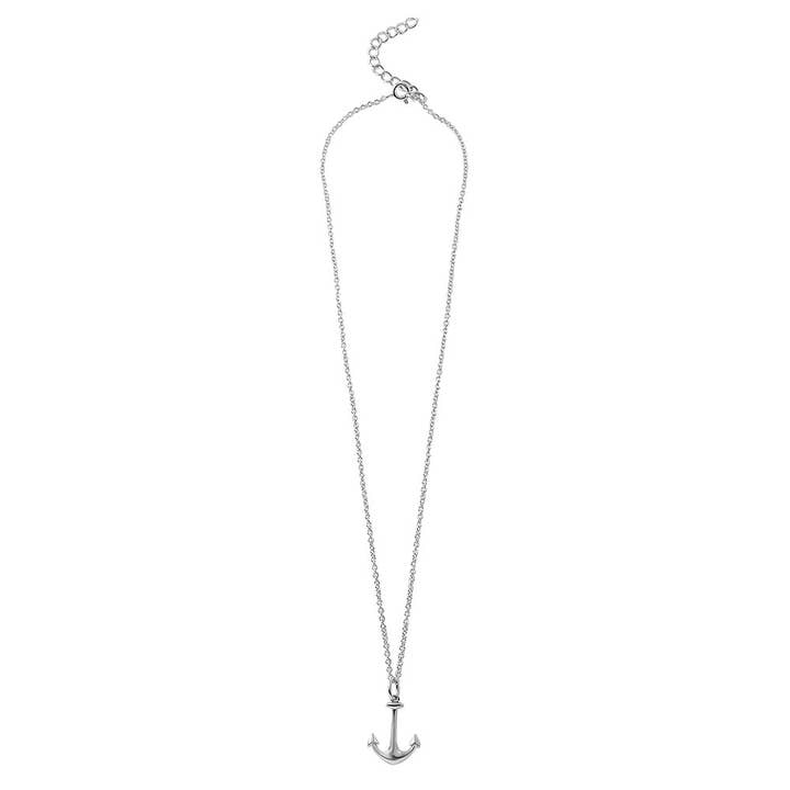 Clear CZ Anchor Pendant Necklace - STP00758CFJ for wholesale by Custom Fashion Jewels