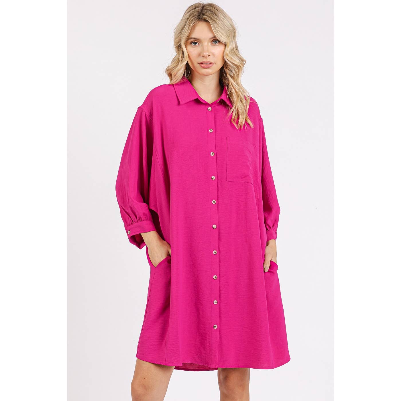 mittoshop – Großhandel Kleid – Damen – AIRFLOW MINIKLEID MIT 3/4-ÄRMELN UND KNÖPFEN20