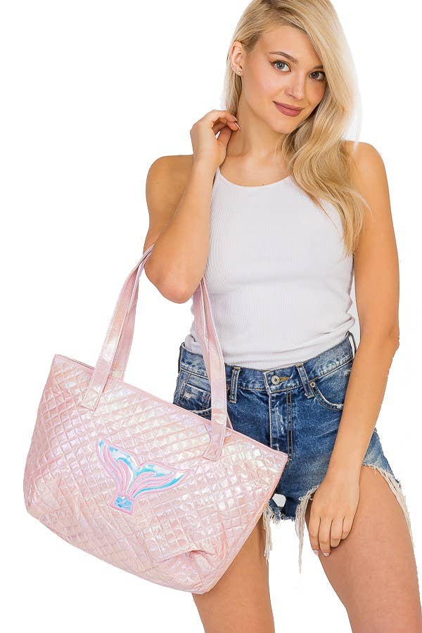 Cap Zone - Wholesale Tote Bag - Women's - Shimmer Quilted Mermaid Tail Bag1