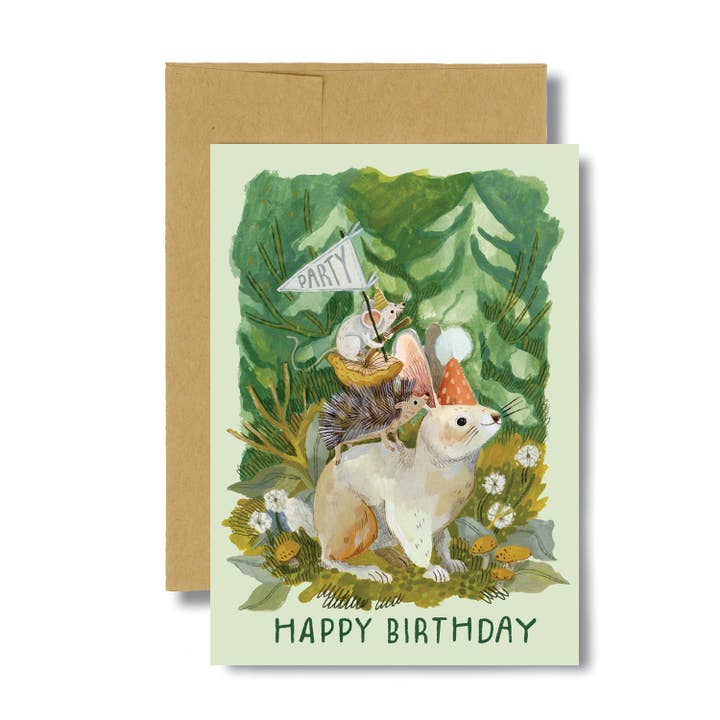 Canyon & Cove Art - Wholesale Birthday Card - Rabbit Celebration Birthday Card2