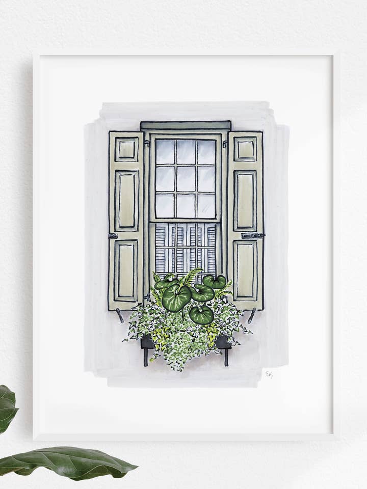 Boîte à fleurs imprimée de maison grise avec siège de tracteur pour la vente par Texture Design Co