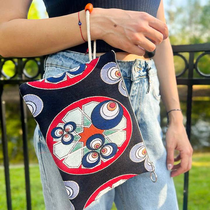 Umays Boho – wholesale Clutch bag – women's – Evil Eye Clutch Purse, Boho Slim Wallet with Wristlet