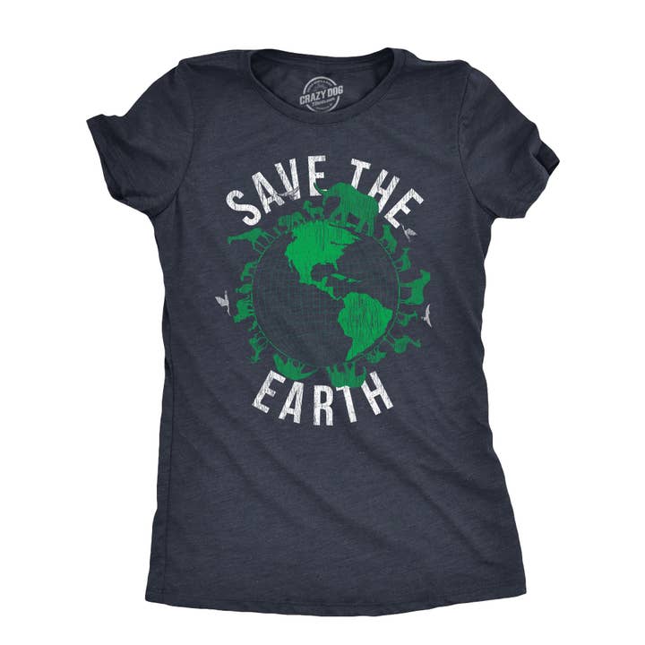 Save The Earth Women's Tshirt Earth Graphic Tee Western Plus for wholesale by Crazy Dog T-Shirts