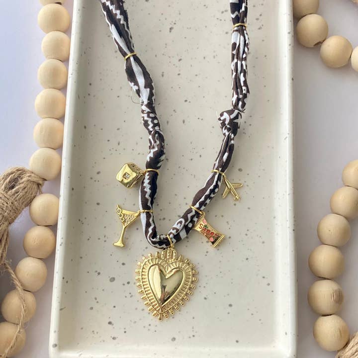 Larra Mirk Design - Wholesale Pendant/Charm Necklace - BANDANA CHARM NECKLACE | 5 Charms | Gold Filled2