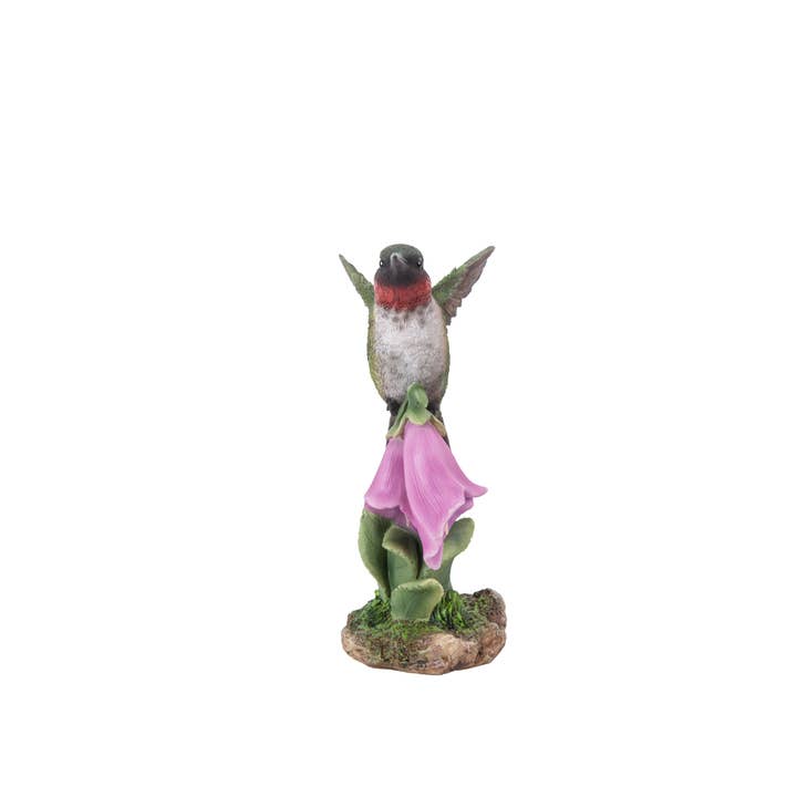 Hi-Line Gift Ltd. - Wholesale Outdoor Ornament/Decor - Hummingbird On Foxglove Statue