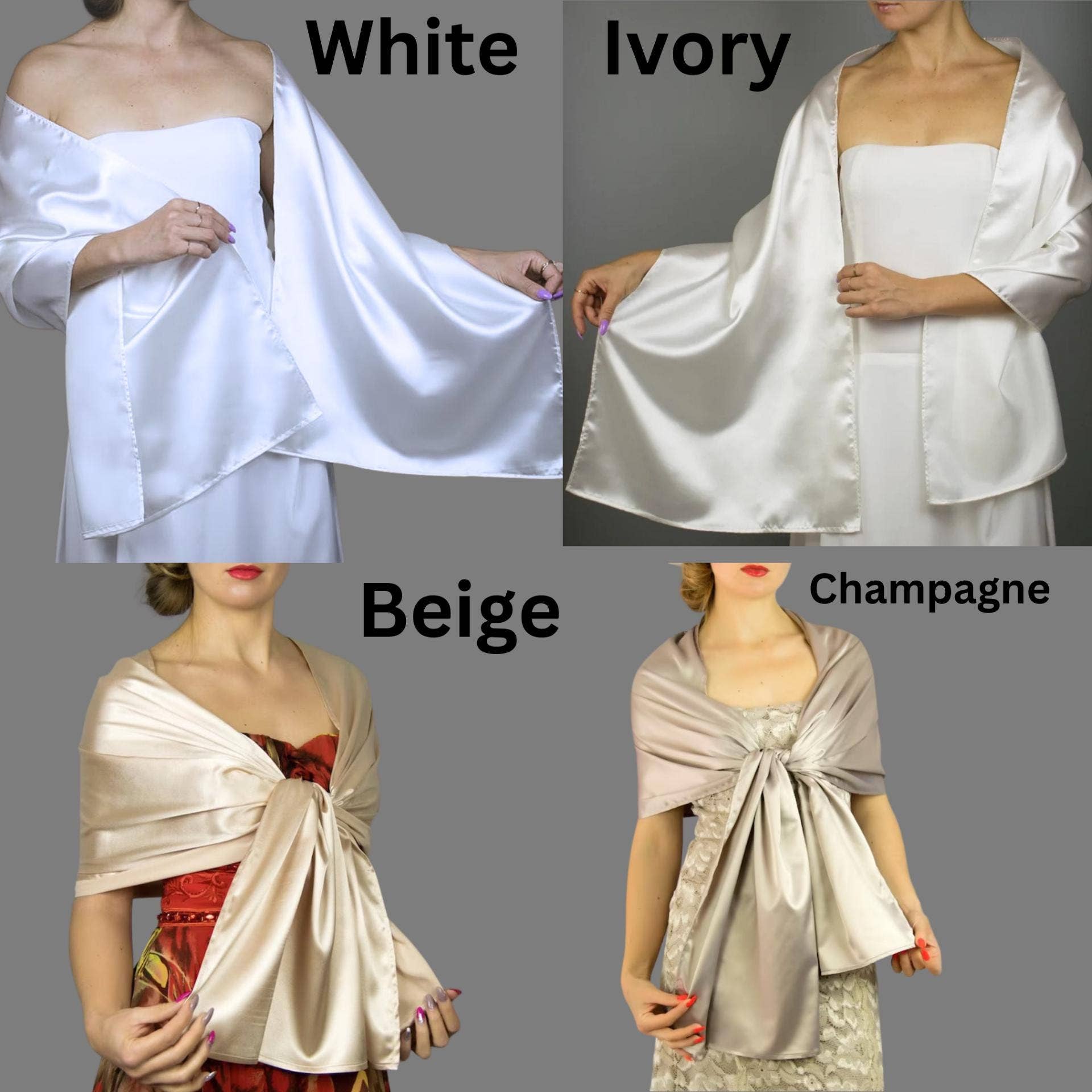BridalSpain - Wholesale Wrap - Women's - Gold Satin Scarf Wrap Shawl for Weddings and Prom5