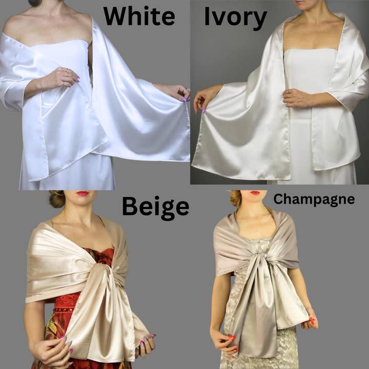 BridalSpain - Wholesale Wrap - Women's - Gold Satin Scarf Wrap Shawl for Weddings and Prom5