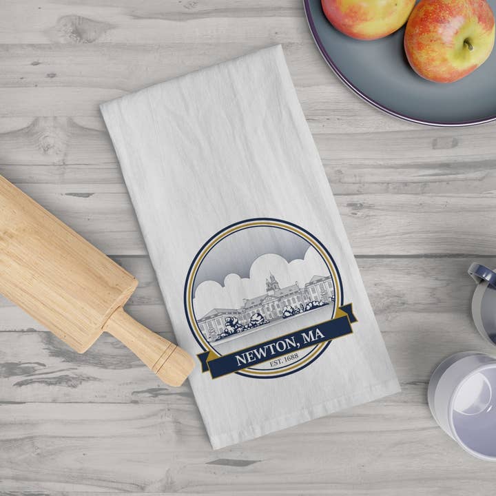 Newton City Hall: Flour Sack Tea Towel for wholesale by The Placemaker Project