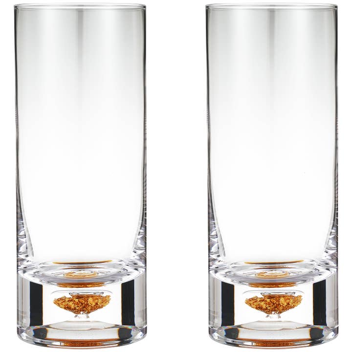 Berkware Lowball Whiskey Glasses with Unique Embedded Gold tone Flake Design for wholesale by Cheer Collection