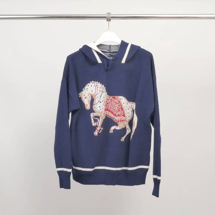 Cecile Wang - Wholesale Hoodie - Women's - Hoodie with horse pattern in soft knit – MSJ769203