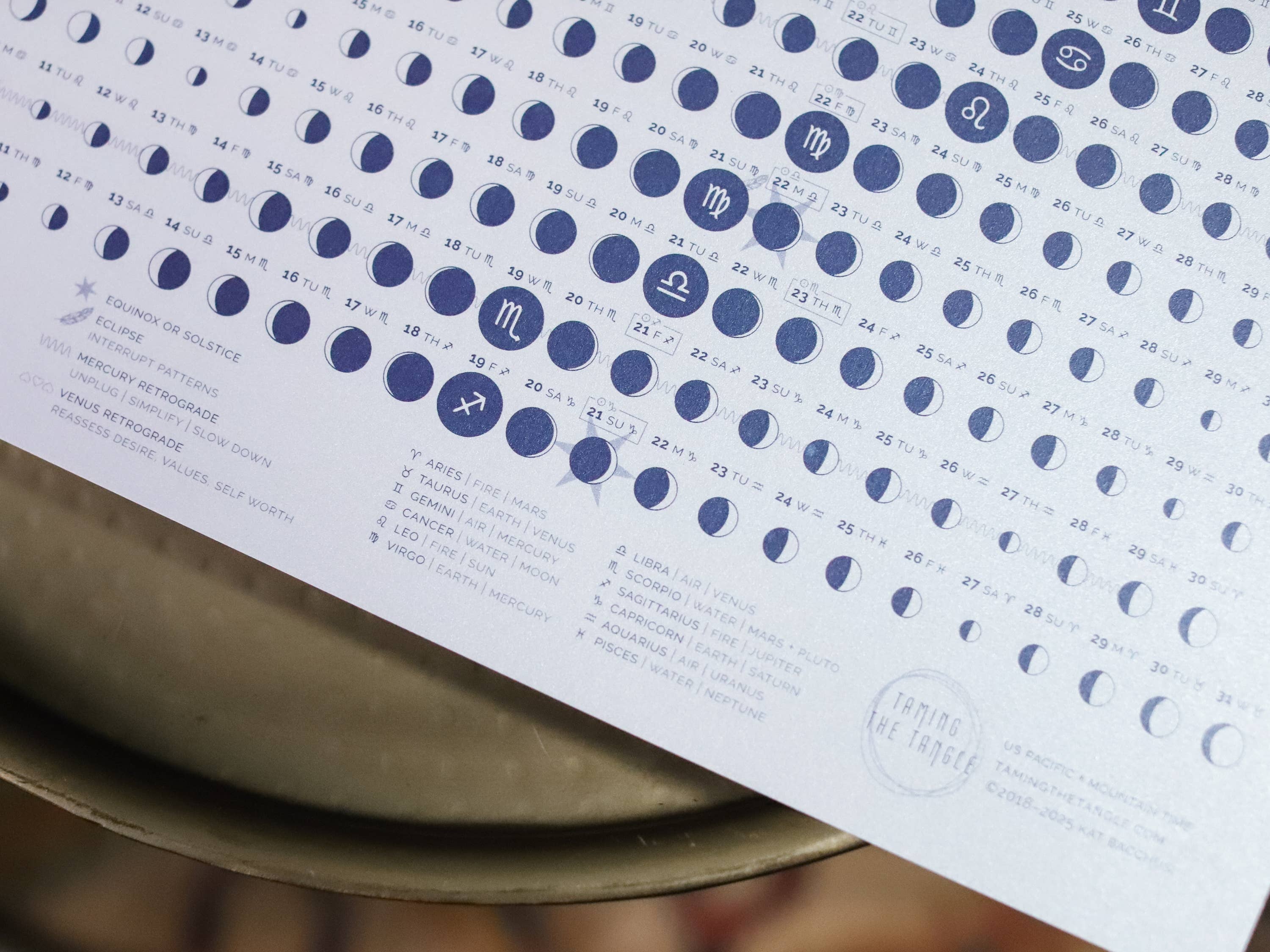 Taming the Tangle - Wholesale Calendar - Twilight 2026 Moon Calendar poster, limited edition5