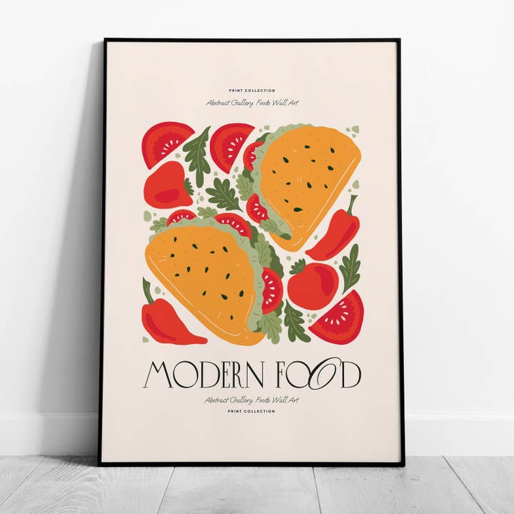 Abstract Tacos Modern Kitchen Food - Rolled Poster Wall Art Print for wholesale by House Prints
