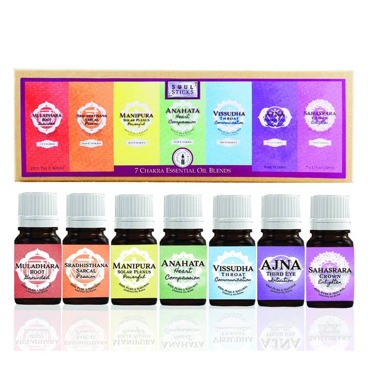 Designs by Deekay Inc. - Wholesale Essential Oil - Soul Sticks - '7 Chakras' Essential Oil Blends Pack (10 ml.)