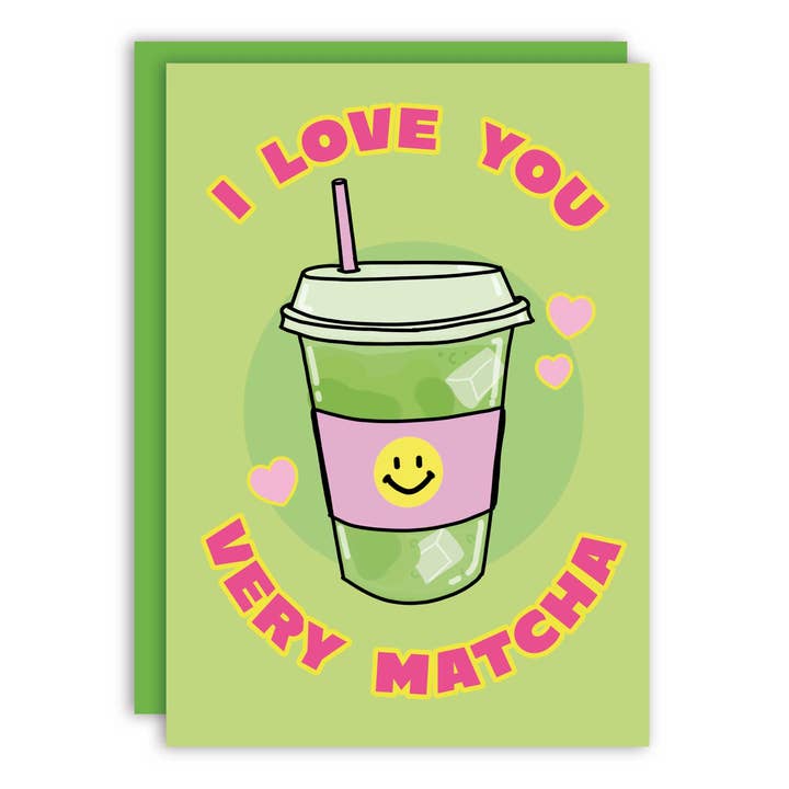 Studio Soph (We Pay Your Import Fees - We Ship DDP) - Wholesale Valentine's Day Card - I Love You Very Matcha Valentines Day Love Greeting Card