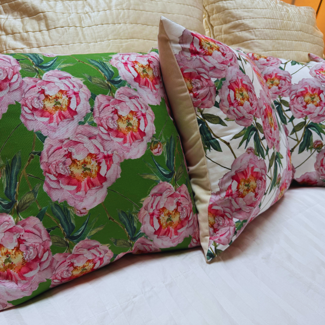Goose and Willow - Wholesale Throw/Decorative Pillow - Throw Pillow - Light Pink Peony Repeat on Linen Cotton3