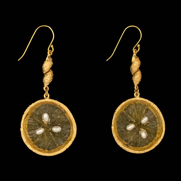 Citrus Lemon Wire Earrings for wholesale by Michael Michaud