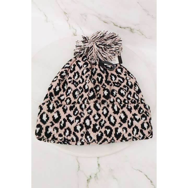 MIX COLOR Leopard Print Pom Pom Beanie for wholesale on Faire3