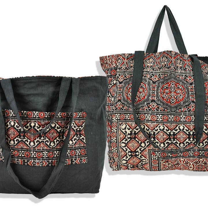 Zumki - Wholesale Tote Bag - Women's - Reversible Kantha Cotton Shopping Shoulder Tote Bag14