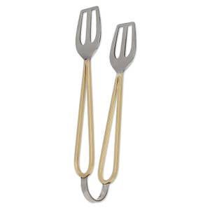 Navy Stainless Steel Silicone Tongs by STIR