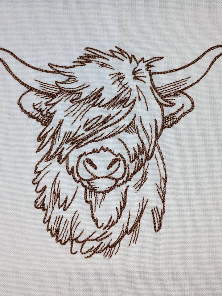 Scottish Highland Embroidered Tea Towel for wholesale by Red Mitten