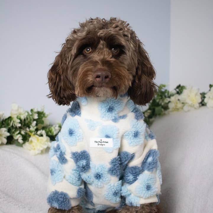 The Paw Print Boutique - Wholesale Pet jumper – Dog - The Bluebell Blue Floral Fleece24