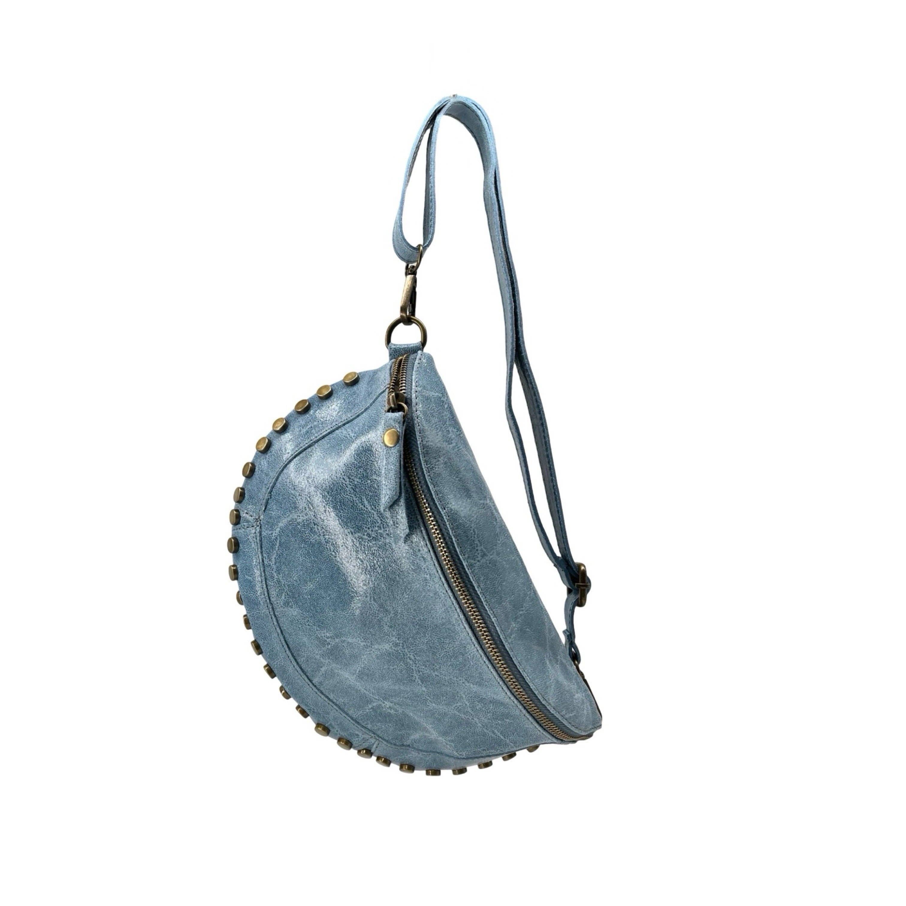 Louisa lee - Vente Sac ceinture – femme - SAC BANANE CUIR BROSSE CLOUTE3