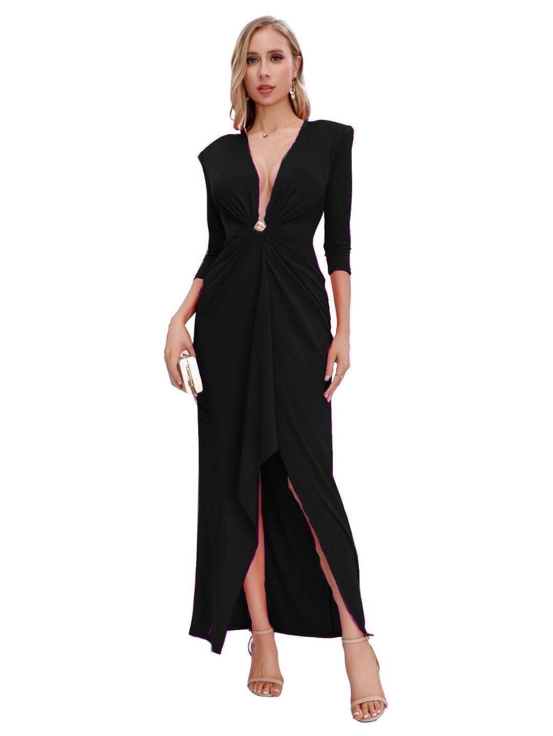 Lucas & Emma - Sarl RJ & co – wholesale Klänning - Dam – Elegant midilång aftonklänning med ärm 22506