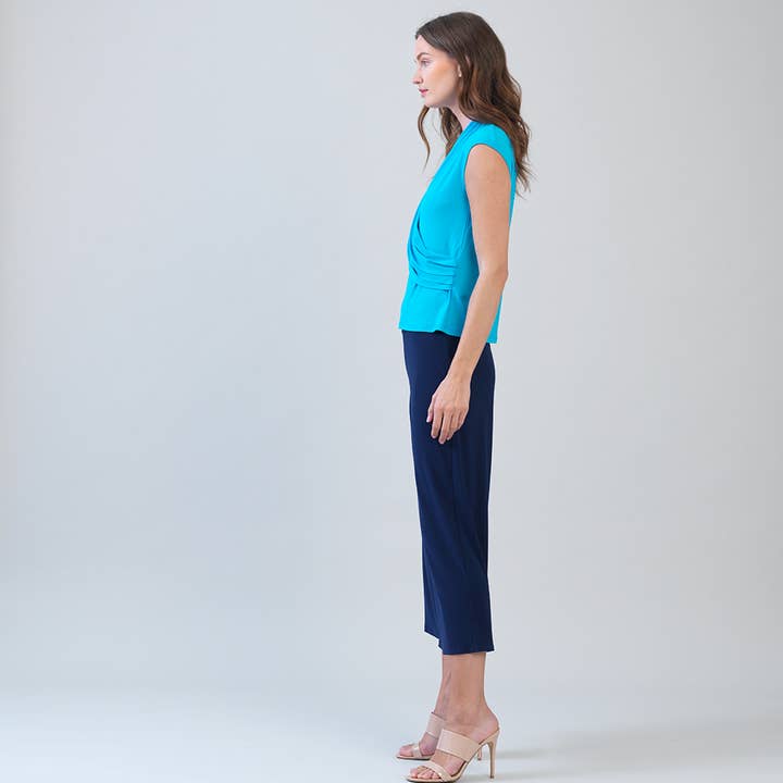 T415 - Draped V-Neck Ruched Soft Knit Sleeveless Top for wholesale by Clara Sunwoo