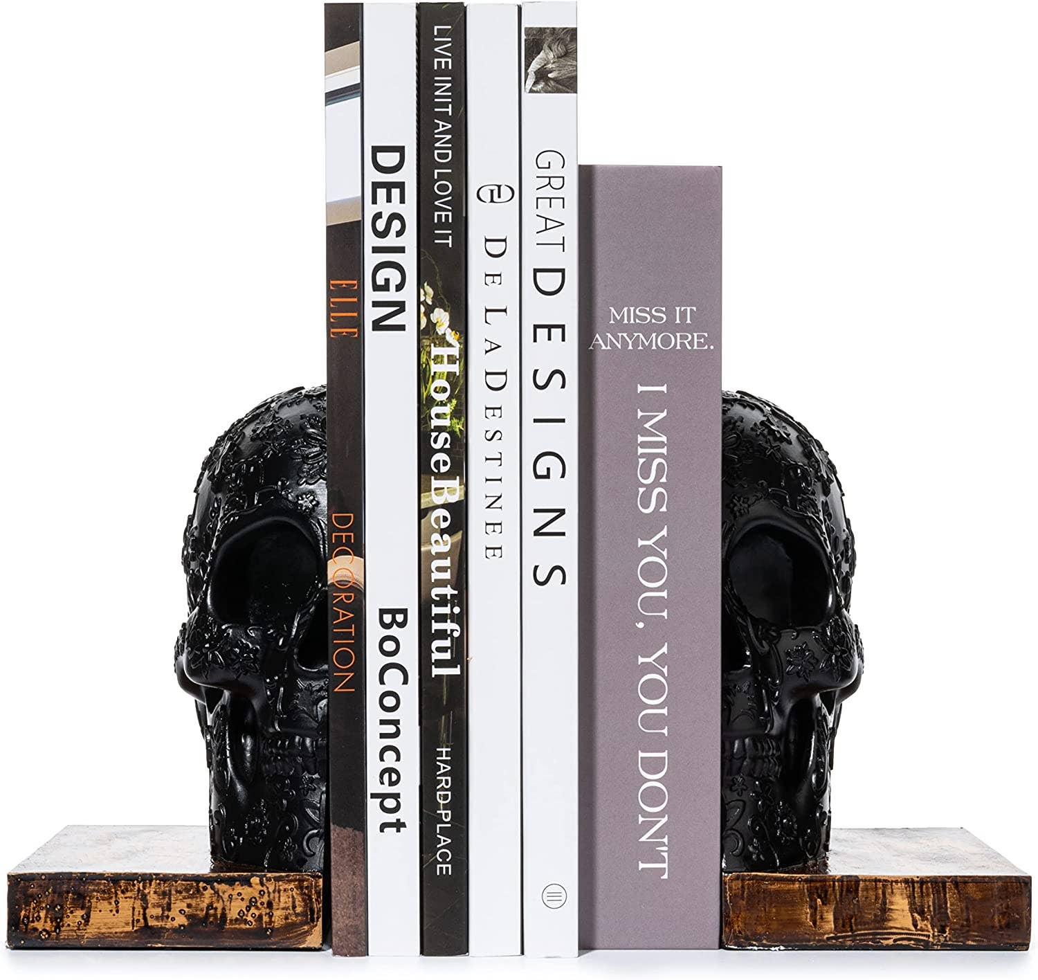The Wine Savant /  Khen Glassware - Wholesale Bookend - Skull Book Ends Gothic, Lifesize Human, Halloween Fall Decor7