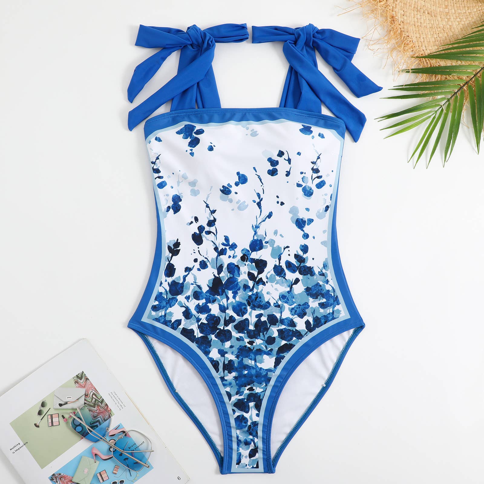 Sweetkama - Wholesale Two Piece Swimsuit - Women's - NEW Tie Shoulder One Piece Swimsuit with Sarong Wrap Up6