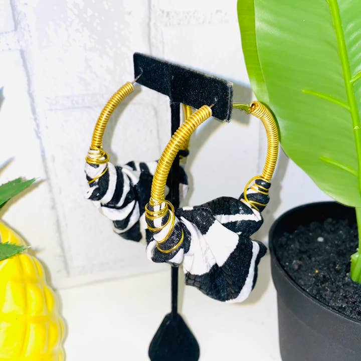 Burkinabae - Wholesale Hoop Earrings - Kabore Queen Hoops- Mali Zebra1