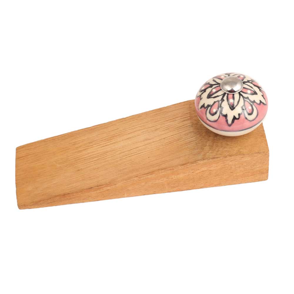 Peach Orange 1 Piece Ceramic Wood Flower Outdoor Door Stopper for wholesale on Faire1