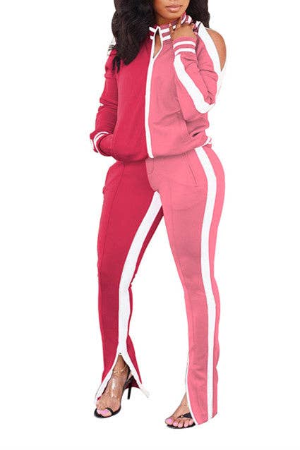 MB Fashion Wholesale - Wholesale Lounge Set - Women's - MB FASHION Two-Piece Track Set with Shoulder Cutouts 812512