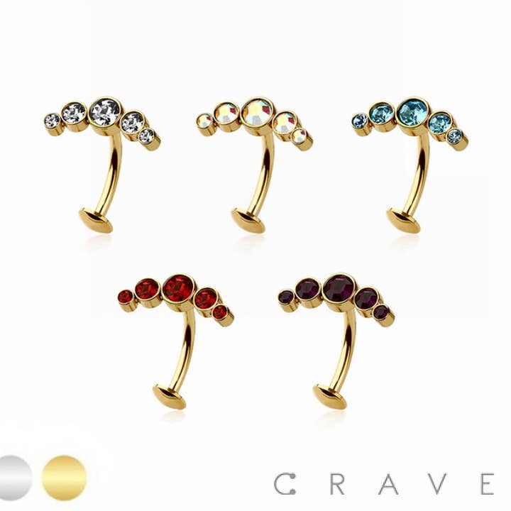 CZ Crystal gebogener Aufsatz 316L chirurgischer Stahl fadenloser schwebender Bauchnabelring für den Großhandel von CRAVE