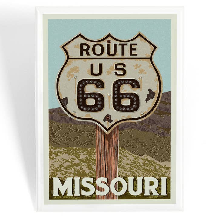 MAGNET Missouri, Route 66, Letterpress for wholesale by Lantern Press