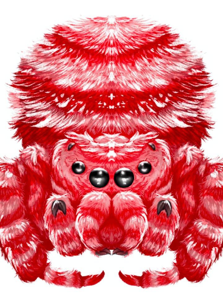 Sweet Candy Cane Fluffy Spider Glossy Vinyl Klistermärke för wholesale av Lil Biscuits Design