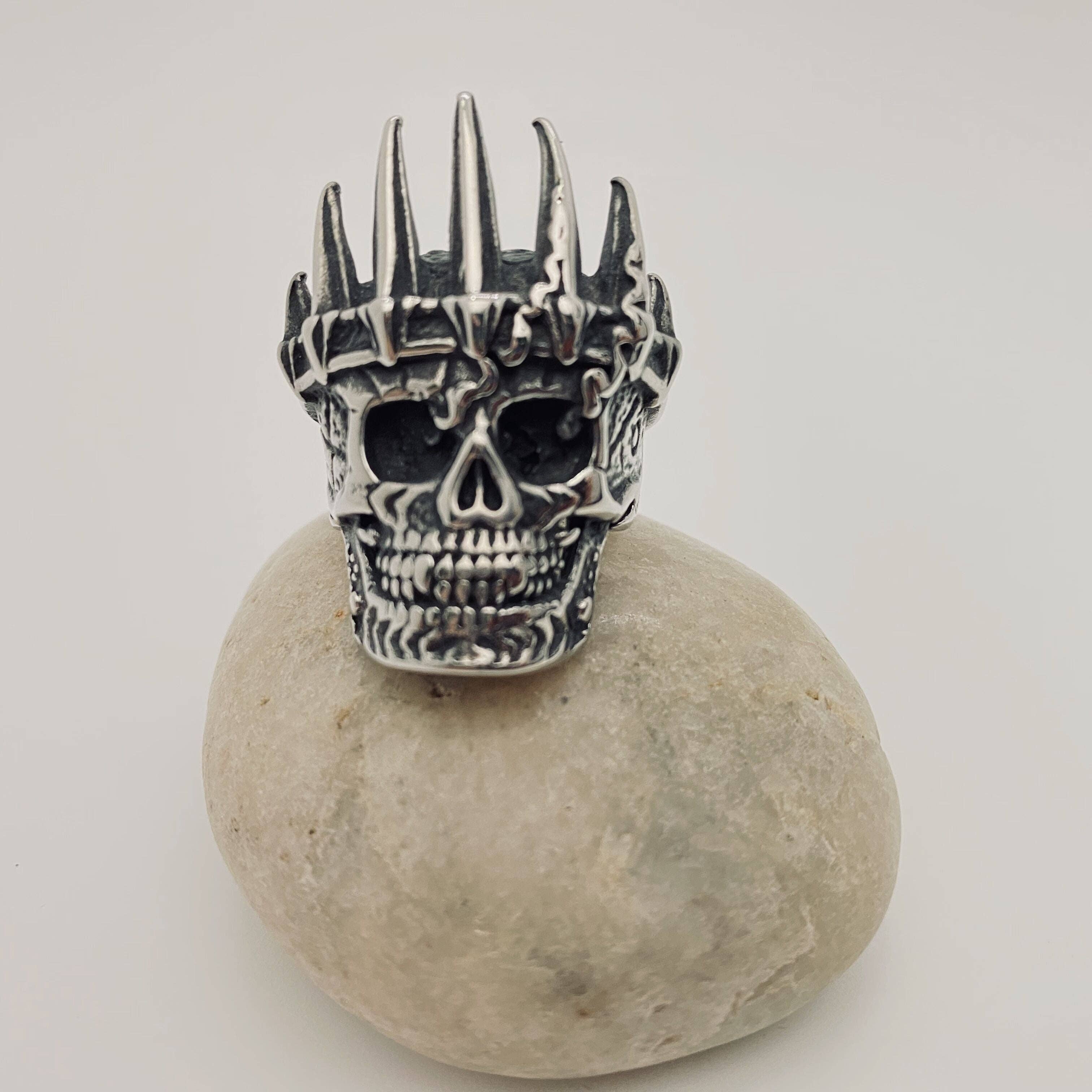 Mio Queena – Anel de cocktail/declaração por atacado – Anéis de caveira masculinos requintados de aço inoxidável11