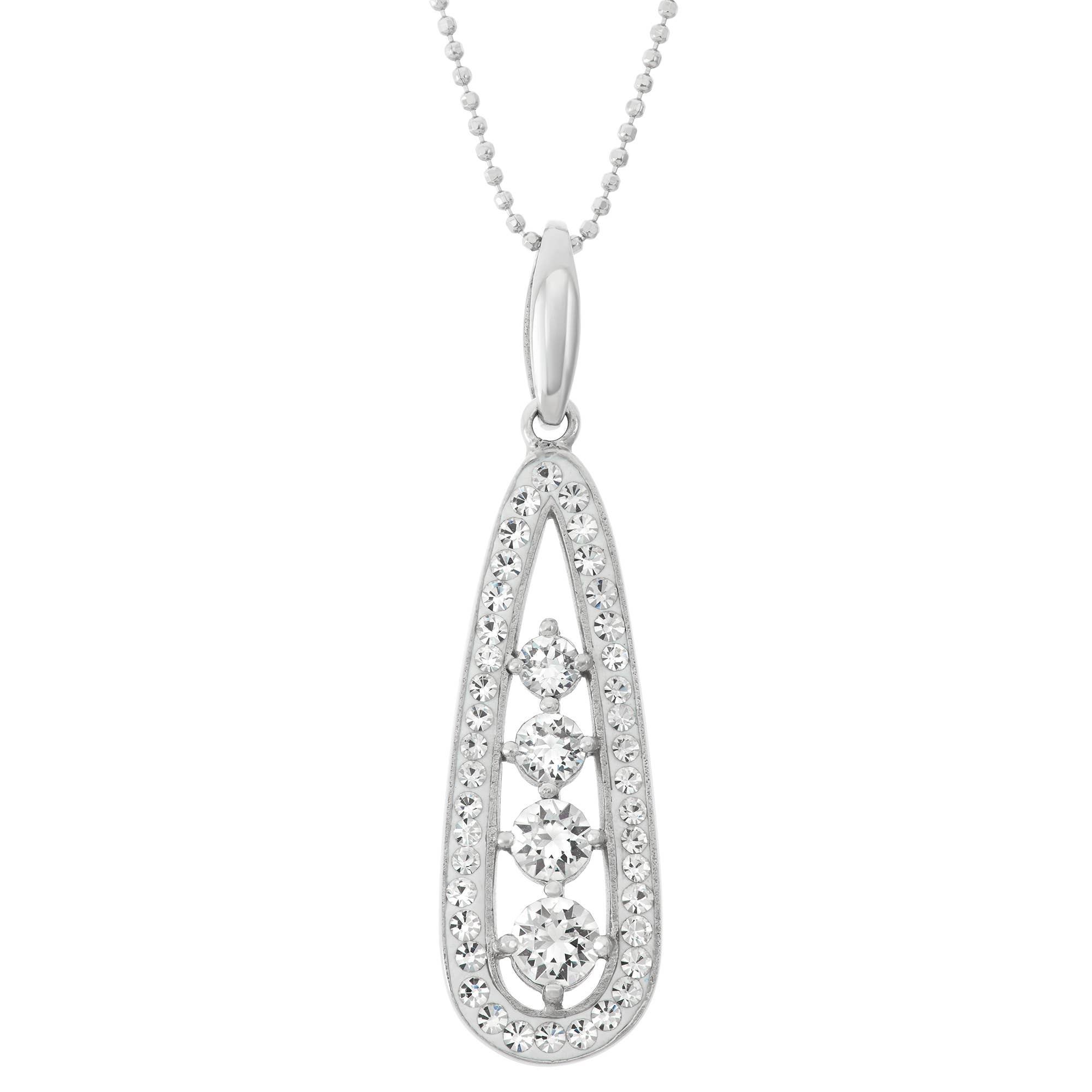 Luxe on Main LLC - Wholesale Pendant/Charm Necklace - Sterling Silver Pendant Necklace with White Crystals1