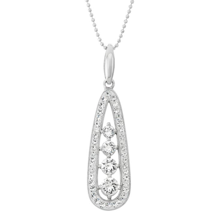 Luxe on Main LLC - Wholesale Pendant/Charm Necklace - Sterling Silver Pendant Necklace with White Crystals1