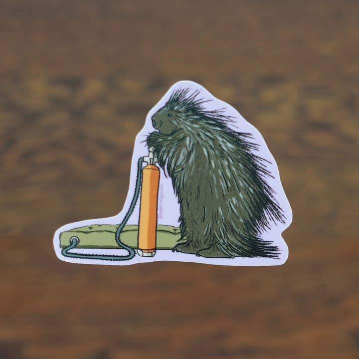 Camping Porcupine 3" Vinyl Sticker for wholesale by Bayside by Sam