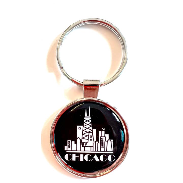 Mary Ellis - Wholesale Keychain - Unisex - Chicago Keychain Skyline Black | Chicago Souvenir Key Ring