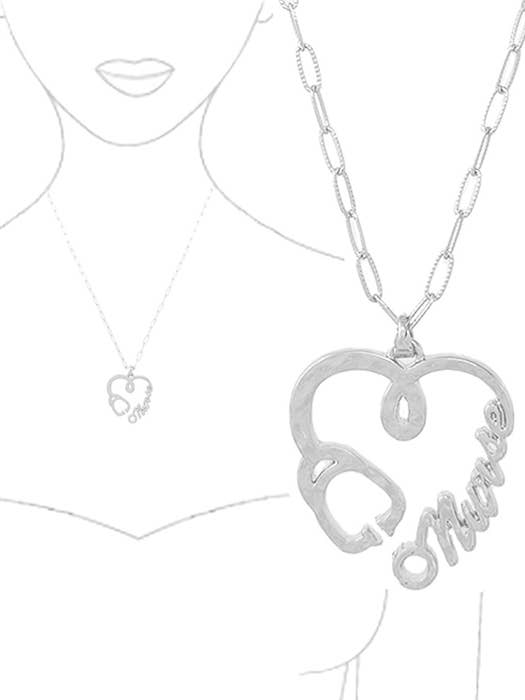 (G559) COLLANA CON CIONDOLO A FORMA DI CUORE IN METALLO DA INFERMIERA per la vendita all'ingrosso da parte di Jewelry Max